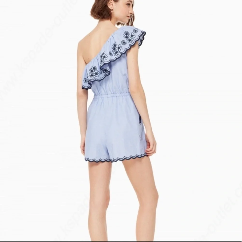 KATE SPADE Daisy Embroidered One Shoulder Romper